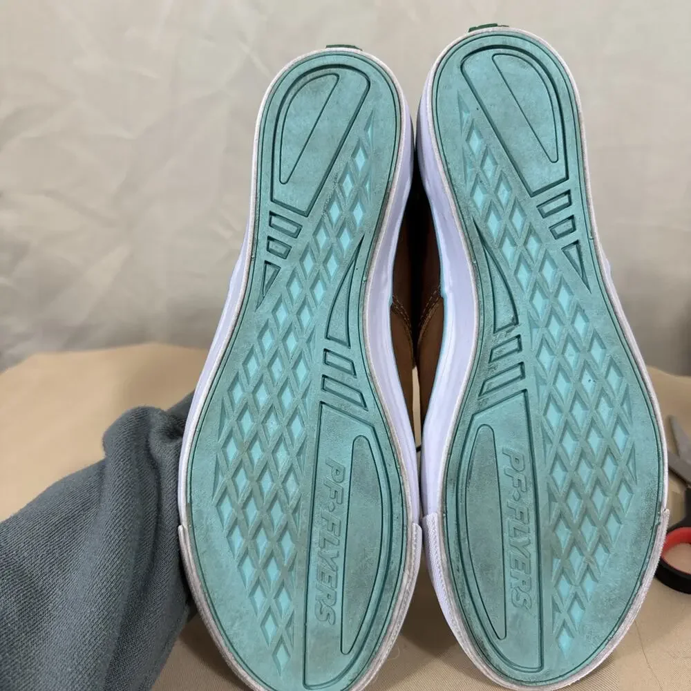 PF Flyers Womens 10 Brown Aqua Leather Low Top Sneakers Retro Preppy Casual
